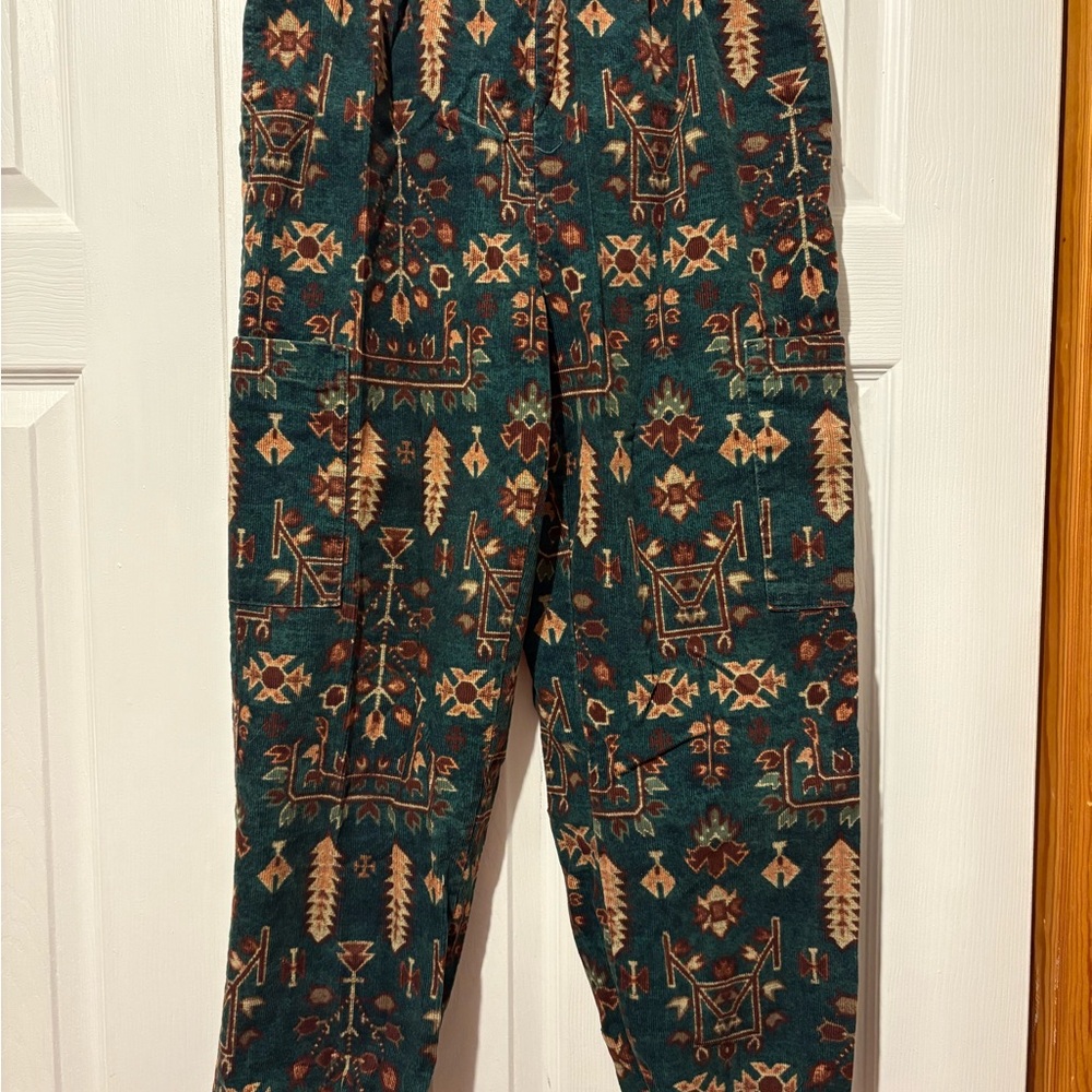 Urban Outfitters Geometric Print Pants in Teal and Beige